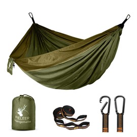 Fieleer Travel Hammock Outdoor Ultralight with Premium Carabiners & Straps 300 kg Load Capacity Made of Parachute Nylon For Camping Garden Trekking Travel Hammock, 275 x 140 cm