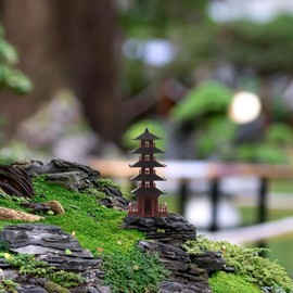 HANABASS Mini Pagoda Statue Miniature Figurines Pagoda Garden Statue Fairy House Accessories Bonsai Figurines for Zen Garden