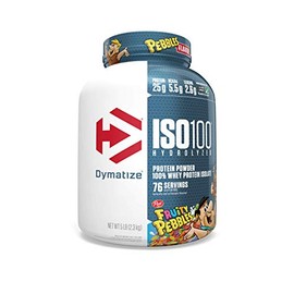 Dymatize ISO100 Hydrolyzed Protein Powder, 100% Whey Isolate Protein, 25g of Protein, 5.5g BCAAs, Gluten Free, Fast Absorbing, Easy Digesting, Fruity Pebbles, 5 Pound