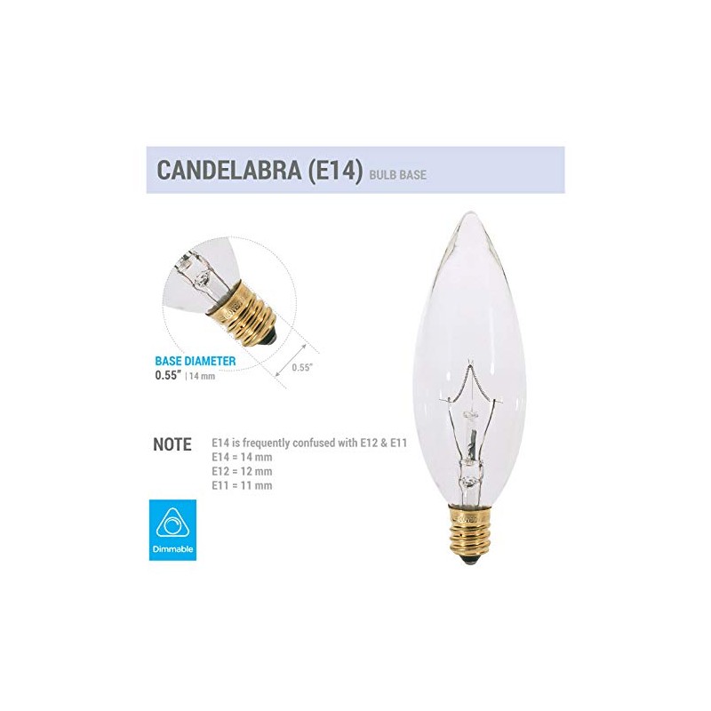 KOR (Pack of 6) Clear European Base (E14) Torpedo Tip