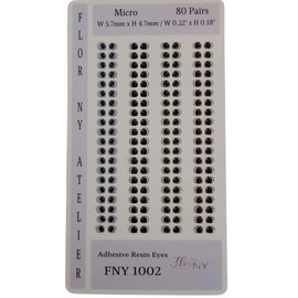 Adhesive Resin Eyes FNY 1002 - Micro - 80 Pairs - W/H: 5.7mm x 4.7mm (0.22" x 0.18") - for use with Cold Porcelain Air Dry Clay, Polymer Clay, EVA, Felt, Fabric, Plaster, Paper, Ceramic and More