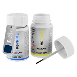 MG PRIME Autolack Lackstift Set für Hyundai X3U Morning Glory/Morning Blue Basislack Klarlack je 50ml