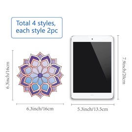 GORGECRAFT 8PCS 6.3 Inch Mandala Window Decals Static Flower of Life Glass Sliding Door Sticker Clings Waterproof Vinyl Film Spring Bedroom Bathroom Decals for Prevent Birds Dogs Pets Strikes