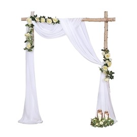 SJUNJIE Wedding Arch Valance 160 x 800 cm Wedding Curtain Chiffon Fabric Curtain White Valance for Window Wedding Arch Wedding Decoration Curtain Corridor Stage Decoration