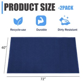 KANIXUM 4 Pack Moving Blankets 40''x72''Heavy Duty Packing Blankets for Protecting Furniture Moves Storage, Professional Quilted Shipping Furniture Pads Navy (Blue)