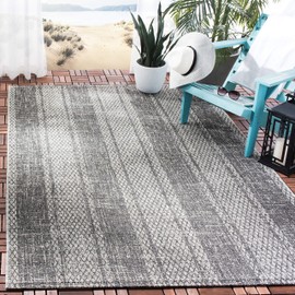 Safavieh Courtyard Collection CY8736 Indoor/ Outdoor Non-Shedding Stain Resistant Patio Backyard Area Rug, 8' x 10', Light Grey / Black