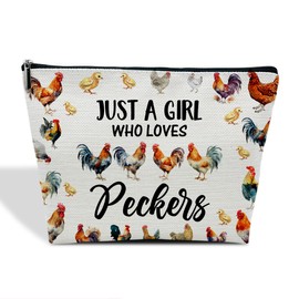 Cute Chicken Makeup Bag for Women Who Loves Peckers, Chicken Gifts for Women Birthday Gifts for Daughter Sister Besties Coworker Friends Toiletry Cosmetic Bag, Zipper Travel Organizer Pouch -FS247