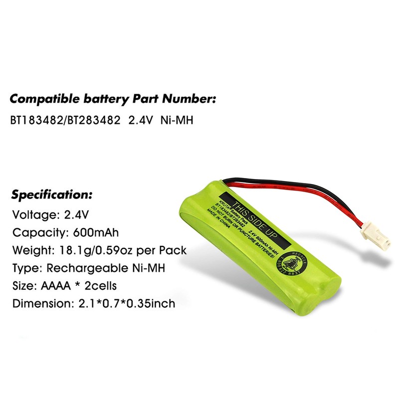 Kruta BT183482 BT283482 Cordless Phone Battery for Vtech DS6401 DS6421
