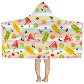Bonsai Tree Summer Fruit Kids Hooded Beach Towel, Kids Poncho Towel for Boys Girls, Quick Dry 30''x50” Bath Towel for Pool Swiming Boys Gifts