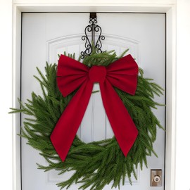 BETESSIN 6 Pcs Christmas Velvet Bows 27 x 35 cm Large Red Door Bows Christmas Tree Ornaments Xmas Wreaths Bows for Gift Wrapping Holiday Party Decor