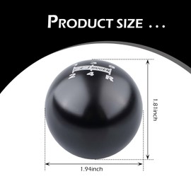 Merdege Ball Shift Head, Manual Transmission Metal Gear Shift Knob, 5-Speed Gear Lever with 3 Adapters, Universal for Most Cars (Black)