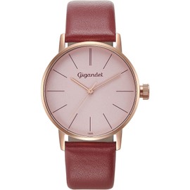 Gigandet Women's Watch Rose Gold Analogue Quartz with Leather Strap