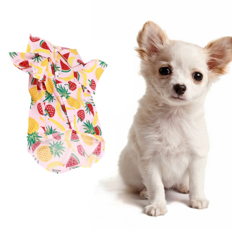 Dog Fruit Print Shirt Breathable Cool Fashionable Cute Pet Clothes