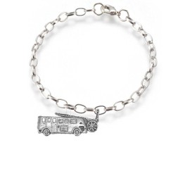 pp-t25 Fire Engine fine lead free English Pewter charm on a belcher link chain anklet bracelet