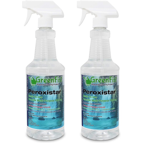 GreenFist Hydrogen Peroxide All Purpose (Glass, Carpet,Stain Remover) Cleaner (1 Quart, 32 oz - 2 PACK)