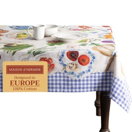 Maison d' Hermine Table Cloth Rectangle Table 100% Cotton 60 x 120 Inches Tablecloth Reusable Decorative Everyday Use for Dining Room, Farmhouse, Home Party, Festive & Wedding Spring Summer - Gourmand