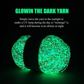 100g/3.5oz BulingBuling Acrylic Glow in The Dark Yarn,Colourful Yarn -Worsted Fine #2 Yarn - 240M/262Yards ，Beginners Yarn for Crochet and Knitting