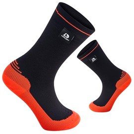 LEAKDRY Waterproof Socks,Merino Wool,Mid Calf Breathable,Lightweight,Hiking,Running,Fishing,Unisex (US, Alpha, X-Large, Regular, Regular, Wool/Black Red/Mid Calf)