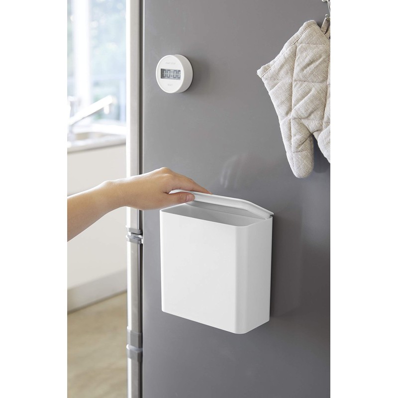 Yamazaki 4268 Magnetic & Sink Door Trash Can, White, Approx.