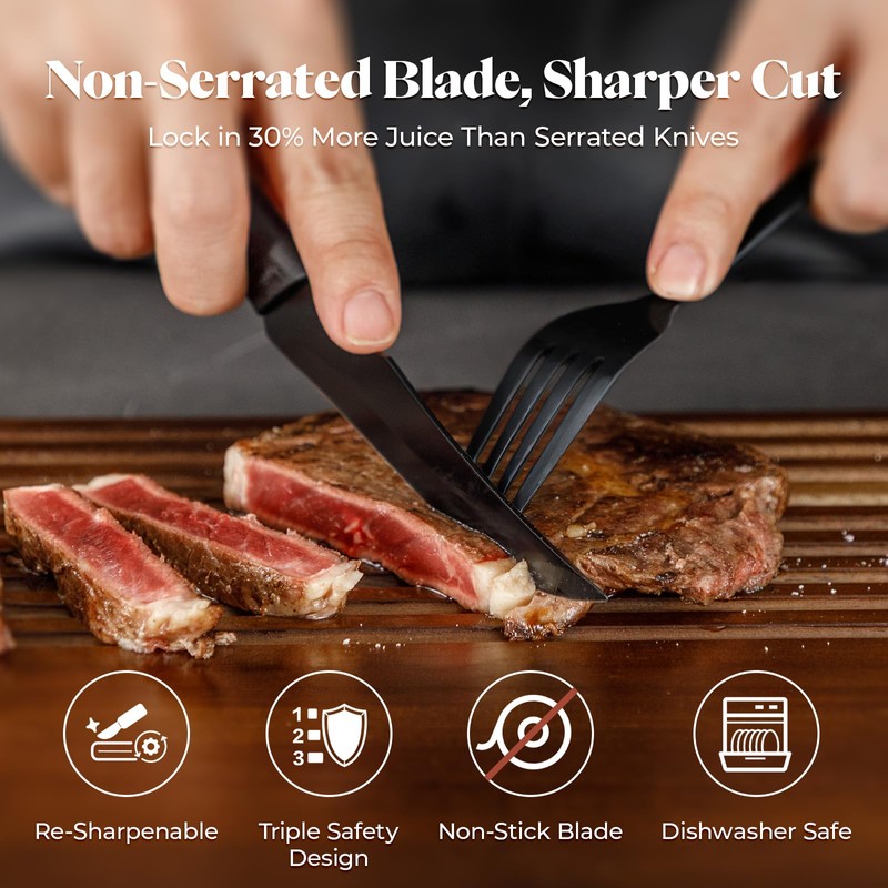 CuoCreate Steak Knives Set of 6, 4.7 Inch Dishwasher Safe