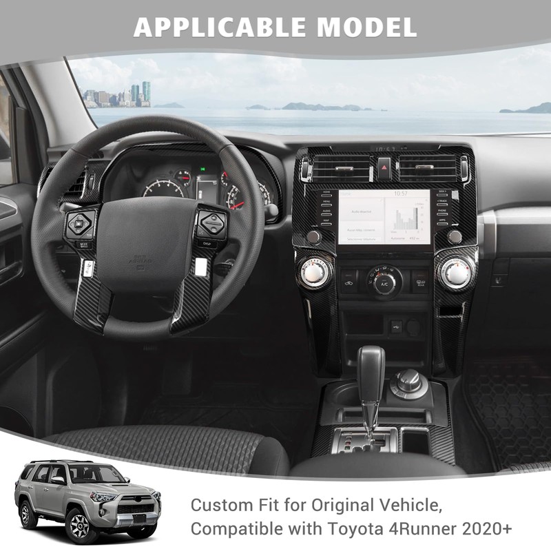 Jimen Compatible with Toyota 4Runner 2020-2023, 9PCS Carbon Fiber Interior