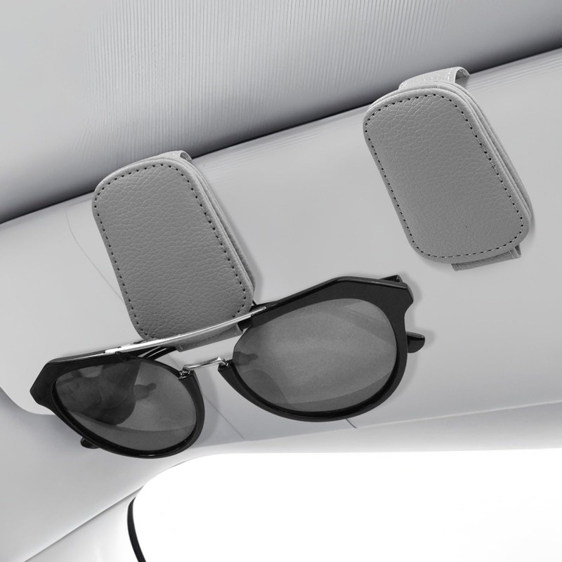 Dirvcp 2-Pack Magnetic Leather Car Sun Visor Organizer - Universal