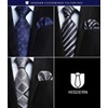 HISDERN TA3-01S Set of 3 Neckties and Pocket Squares, Luxury