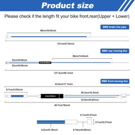 BMX Bike Gyro Brake Cables Kit - 1 Set Front + Rear (Upper + Lower) with Spinner Rotor for Most Gyro Systems and 20" Bikes - High-Performance Brake Wire Line & Housing (Blue)，Professional