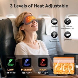 Fervidus Heated Eye Mask, Cordless Warm Eye Compress for Dry Eyes, Rechargeable, Eye Heating pad for Women Men, Washable Cover