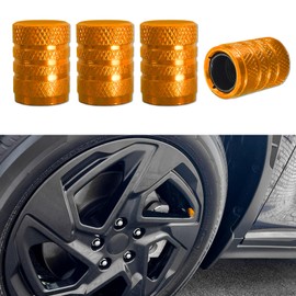 Lyxheth 4PCS Tire Valve Stem Caps, Car Tire Caps, Tire Air Cap Metal with Plastic Liner Corrosion Resistant Leak Proof, Universal Stem Covers Exterior Accessories for Trucks Motorcycles Bikes (Gold)