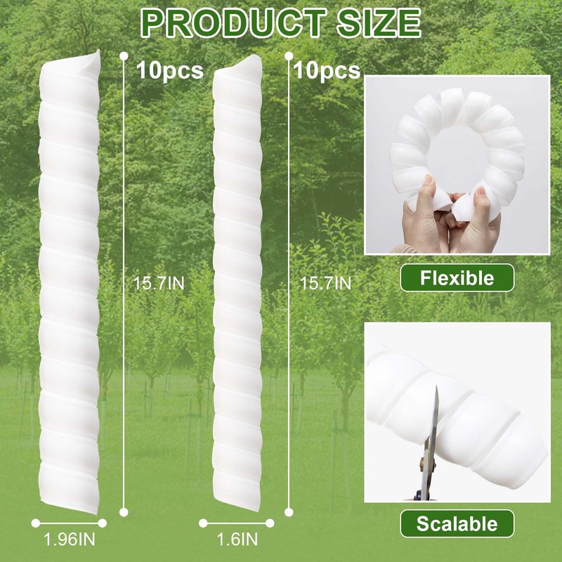 Aukney 20 Pcs Tree Trunk Protector-2 Size Plastic Spiral Tree