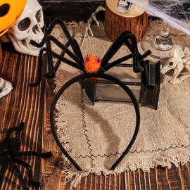 Spider Headband - Plush Creepy Black Spider Hair Headband - Funny Headwear Hairband Costume for Adults Kids Trips Dance Party Themed Events
