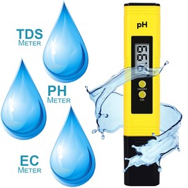 PH Tester for Water- Digital PH Meter, 0.00-14.00 High-Density Water Quality Accurate Test Range, Portable with ATC for Swimming Pools Aquariums Spas (Yellow)