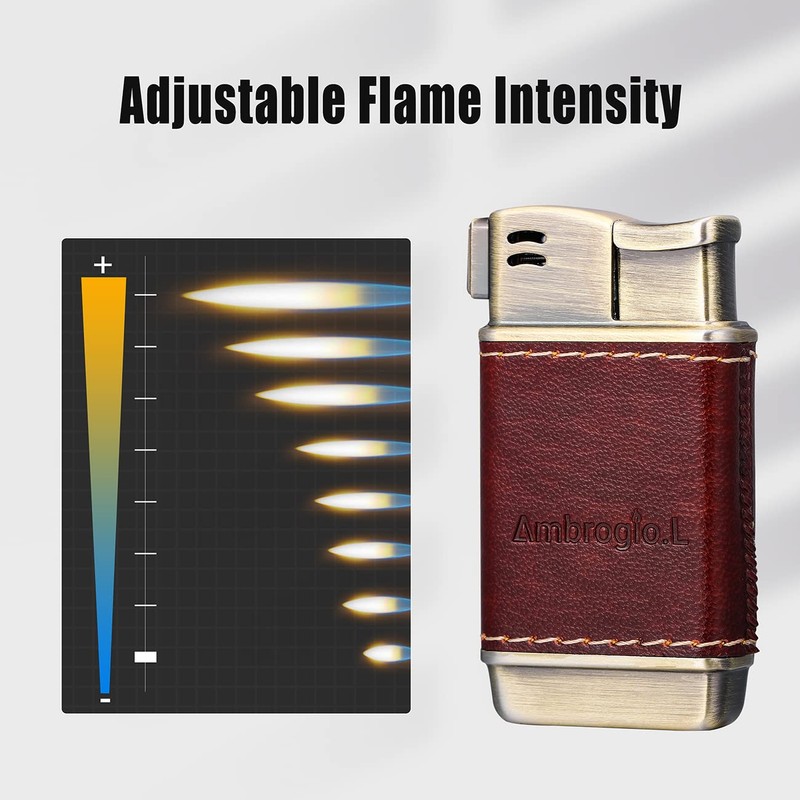 Ambrogio.L Pipe Lighter - Genuine Leather Adjustbale Soft Flame Refillable