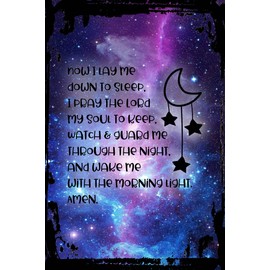 Galaxy Inspirational Tin Sign Now I lay me down to sleep prayer moon stars bed rest religion Metal Wall Art Decor Funny Gift