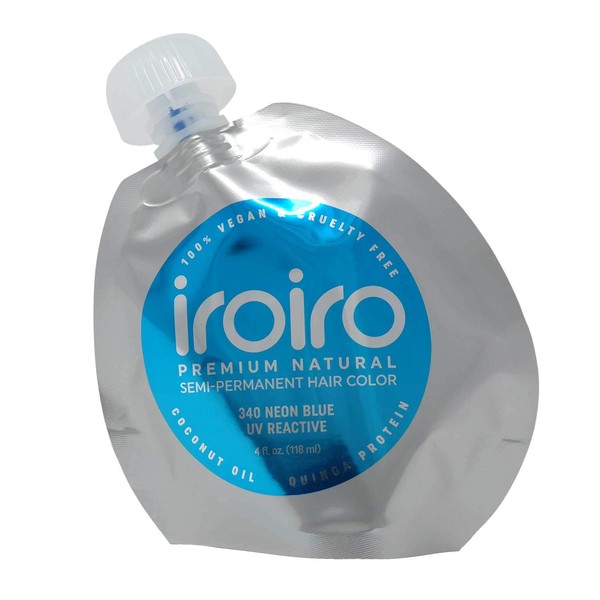 IROIRO Premium Natural Semi-Permanent Hair Color 340 Neon Blue (8oz)