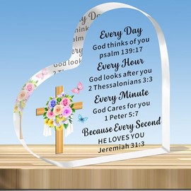 JMIMO Christian Gifts for Women Christian Easter gifts Acrylic Plaque Keepsake,Confirmation Gifts for Ggirls Inspirational Spiritual Baptism Gift with Bible Verse and Prayer