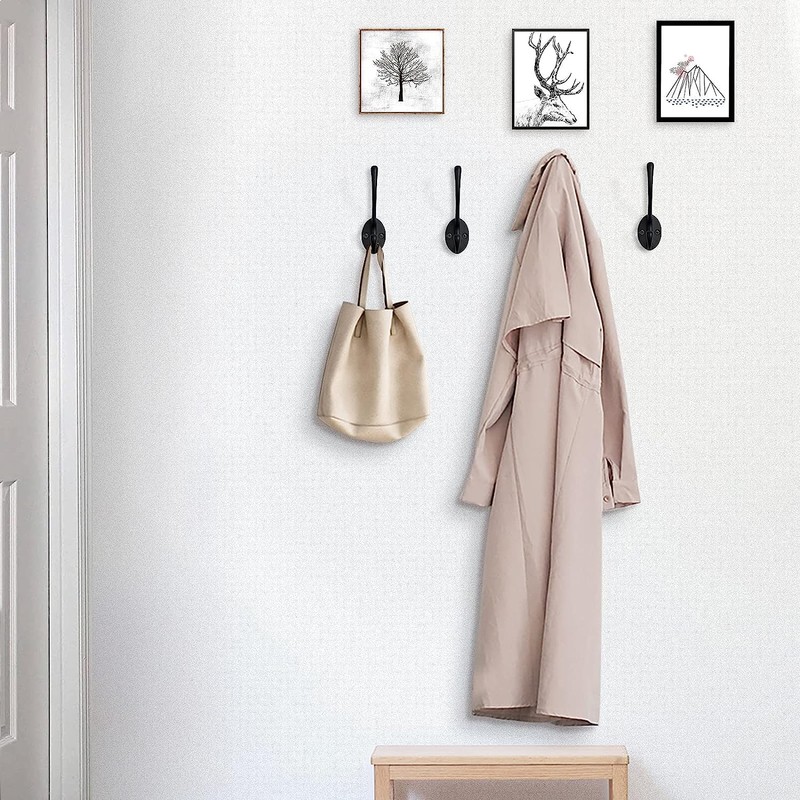 Pack of 6 Coat Hooks, Bolatus Coat Hooks, Gooseneck Hooks,