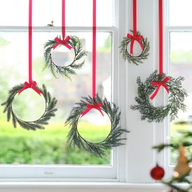 Ginger Ray Artificial Foliage Hanging Wreath Christmas Home Decoration Set of 5, 20cm, RUS-146