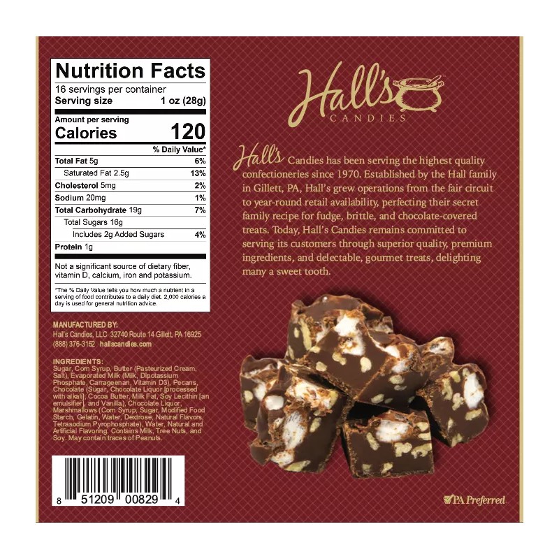 Hall's Rocky Road Fudge, 1 Pound