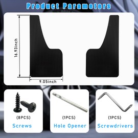 Dickno 2PCS Car Mud Fender Flaps Splash Guards, Flexible Auto Front and Rear Fender Splash Guards Mud Flaps, Universal Automotive Fender Splash Guards for Car Sedan SUV Truck (Large Black)