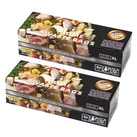 BOS Odor-Sealing Kitchen, Home & Food Small Trash Bags for Waste- Disposable Bags - Scent & Smell Free [Size XL, Color White] (50 Count, Pack of 2) (100 Bags)