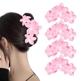 Flomiara 4PCS Hair Clips for Women, Flower Claw Clips, Women Cute Hair Clips, Suitable for Thick Thin Hair, Non-slip Matte Firm Hairpin, Plastic Hairpin, Pink