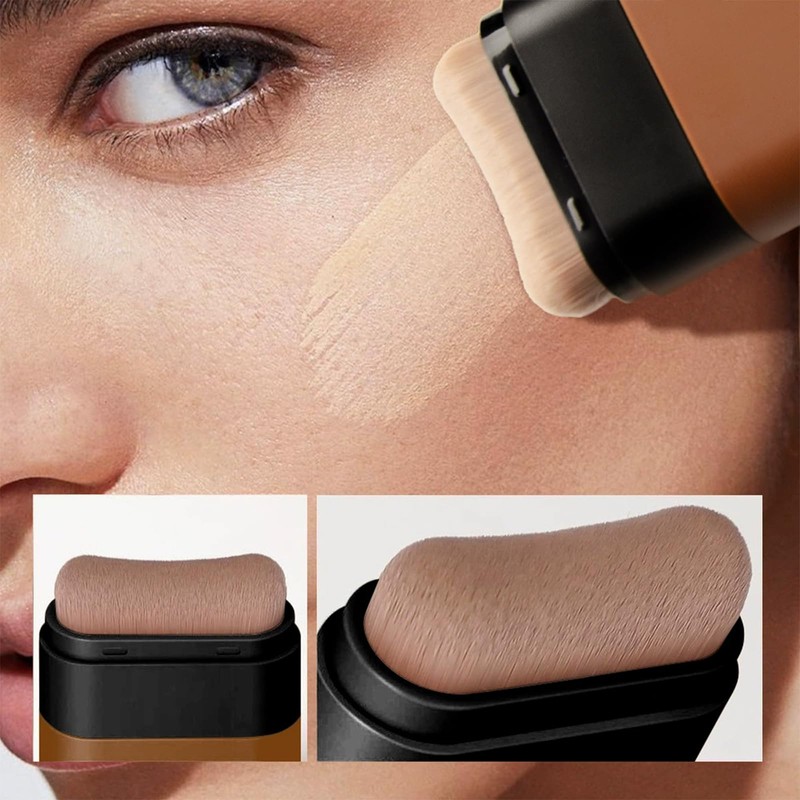 Multi-purpose Foundation Stick with Built-In Brush, Face Makeup, Natural Long-lasting
