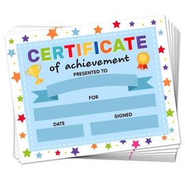 Doodlream 30 Colorful Star Certificate of Achievement Completion Award Recognition Paper, 25 x 20cm Blank Preschool Kindergarten Graduation Diploma Certificates Student Sports Activities Award
