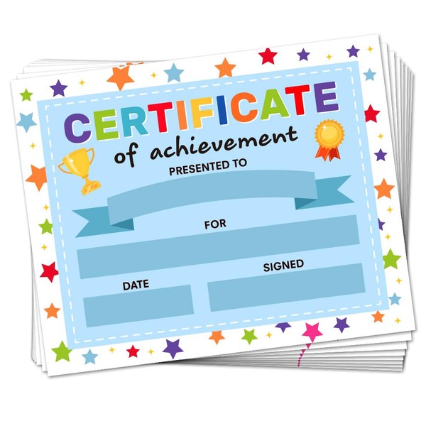 Doodlream 30 Colorful Star Certificate of Achievement Completion Award Recognition