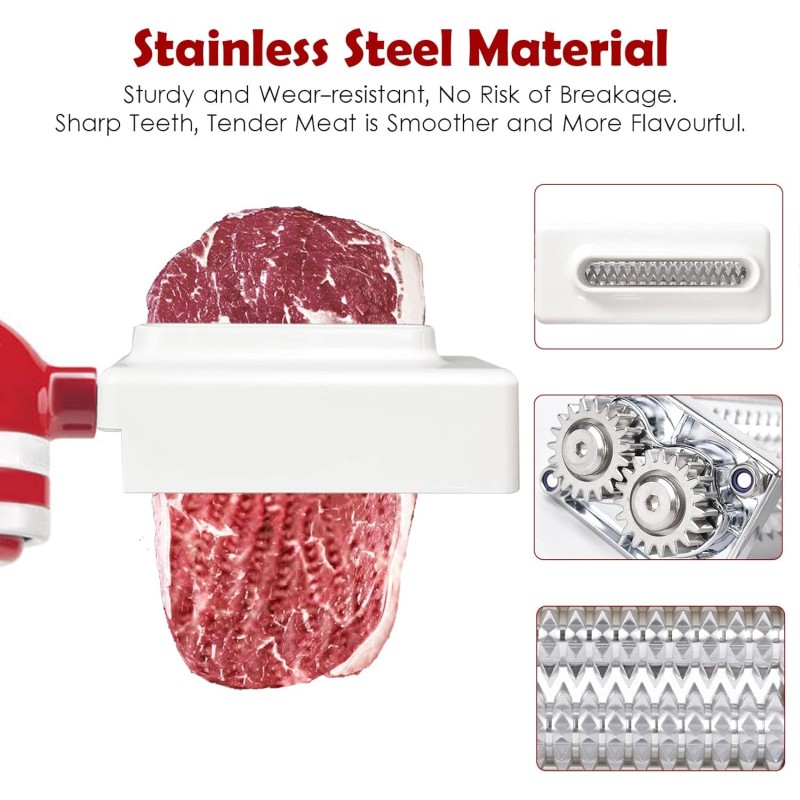 Slltto Meat Tenderizer for Kitchenaid Cuisinart Stand Mixer with Stainless