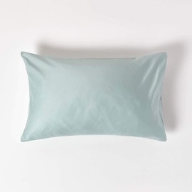 Homescapes Organic Cotton Duck Egg Blue Housewife Pillowcase 400 Thread Count Percale Hypoallergenic Bedding