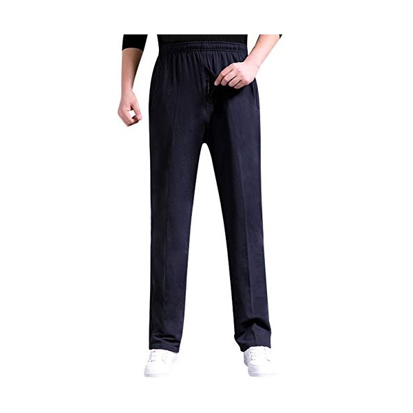 Zoulee Men's Casual Cotton Jogger Sweatpants Zipper Front Pants Black