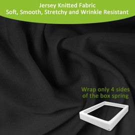 Bedecor 4-9 Inches Box Spring Cover Full Size Black with Stretchy Jersey Fabric Bed Frame Cover Wrap Around 4 Sides Elastic Bed Skirt Alternative Boxspring Cover Full/Full XL